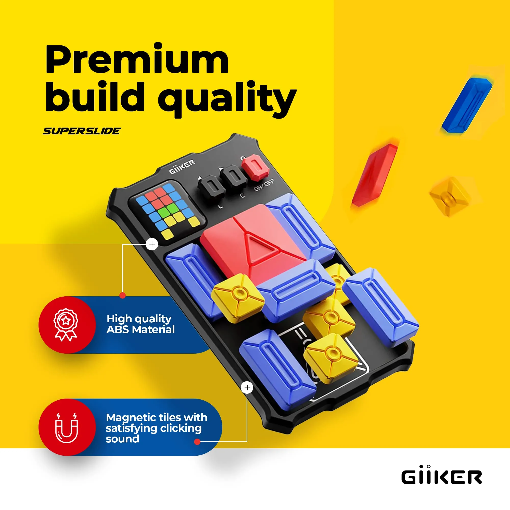GiiKER Super Slide Brain Games,500 Level IQ Puzzles,Handheld games Educational Toys,Perfect For Relaxing Stress Relief,Leisure Travel Fun Toys, A Gift For Kids At All Ages.