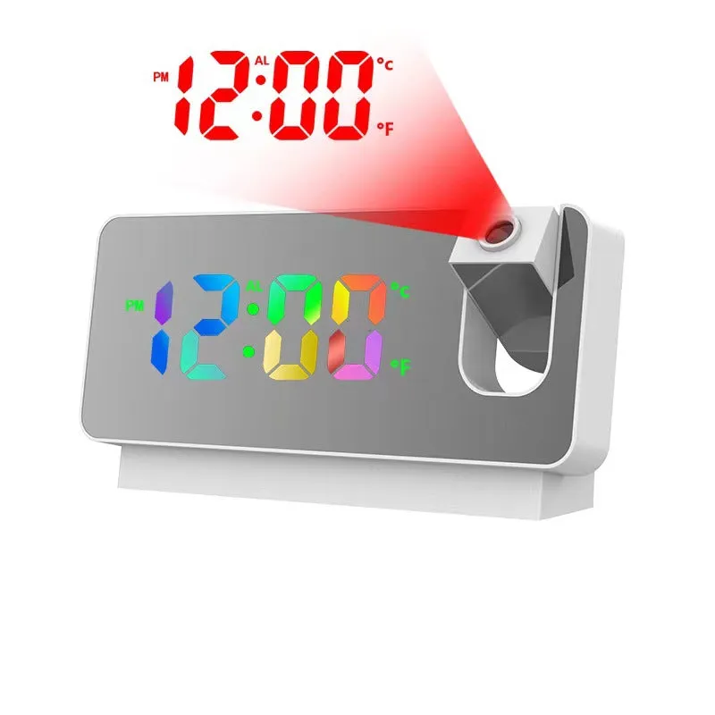 HD LED Projection Alarm Clock Digital Projector Time Display Date Temperature Wall Ceiling Dual Mode
