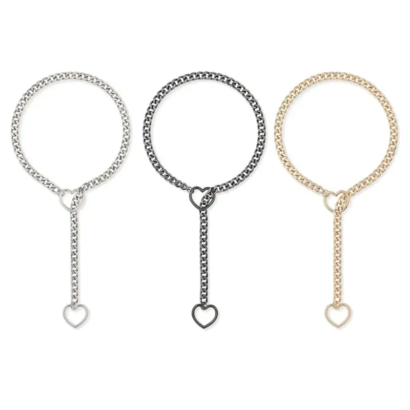 Heart O-Ring Punk Rock Cuban Long Necklace