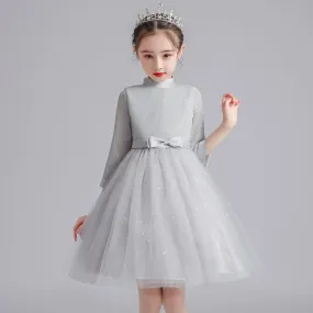 HP051 Outong Yoliyolei Pretty Kids Cute Princess Lace Long Sleeve Dress Elegant Wedding Bubble Skirt Baby Girls' Dresses