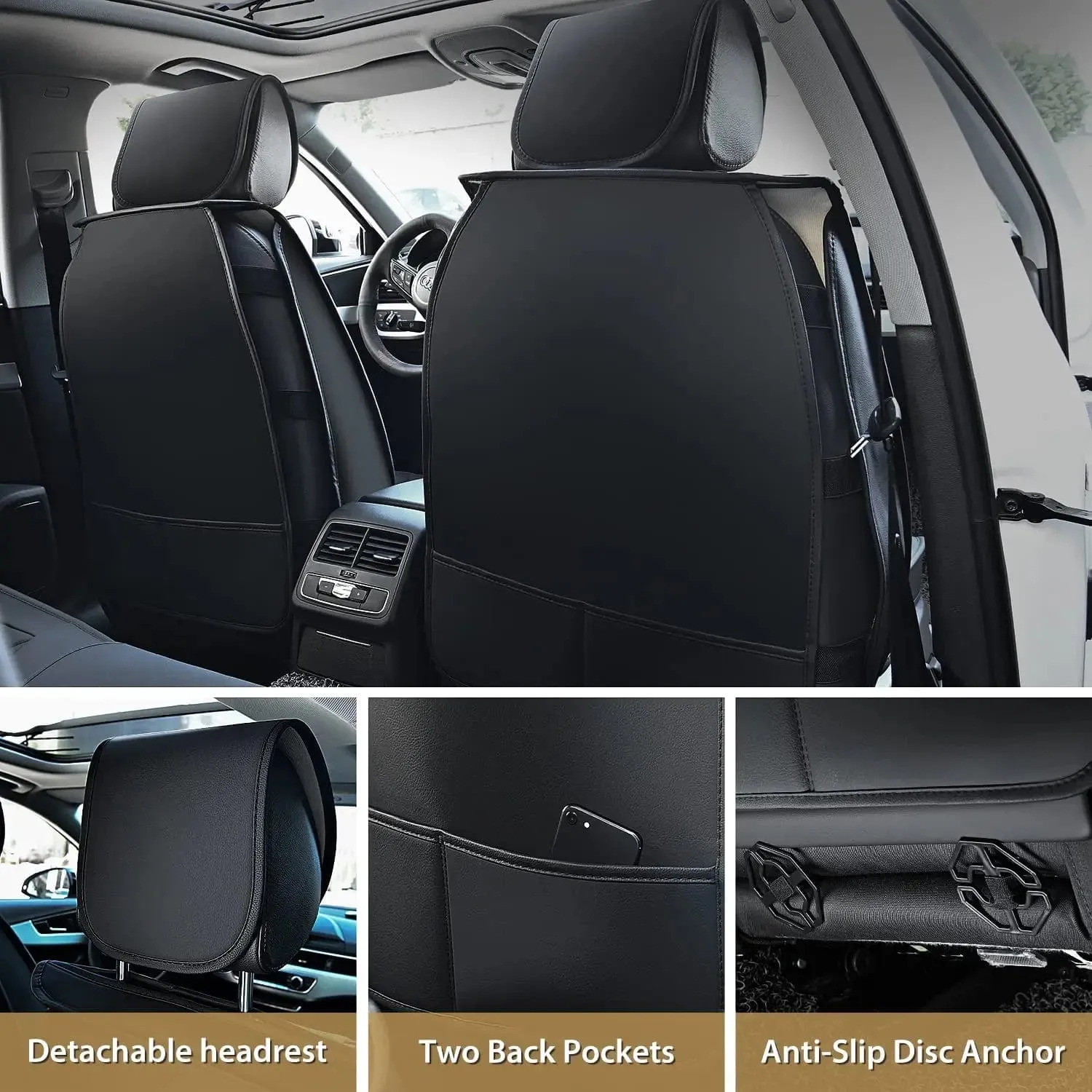 Hyundai Honda Accord Kia Civic Corolla Camry CRV RAV4 Fusion 5 Seat Covers (Full Set, Black Red)