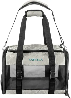 Katziela - Airline Approved Quilited Companion Cat & Dog Carrier Gray