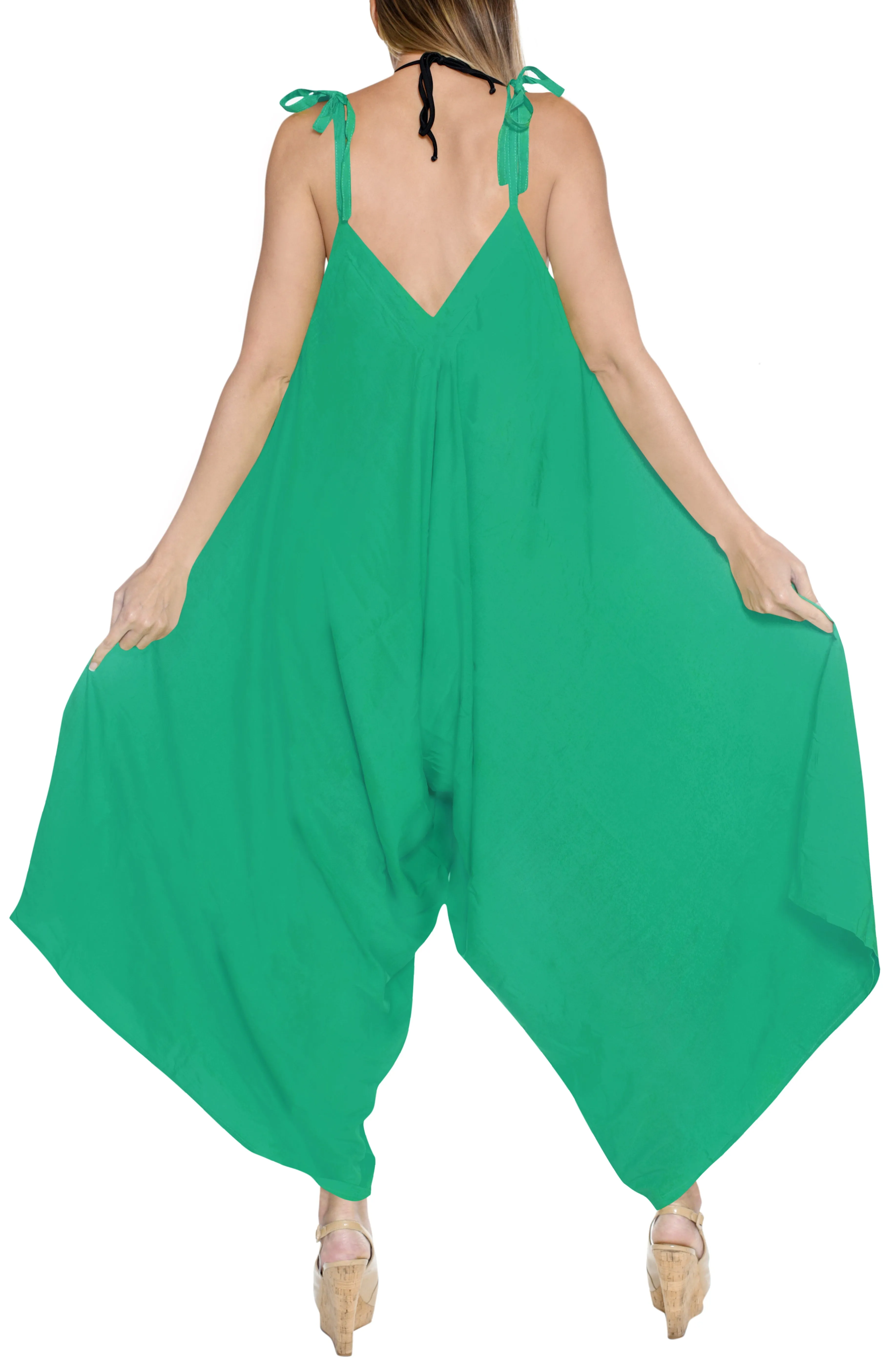 LA LEELA Beach Dress Solid Casual Swimwear Stretchy OSFM 14-16  Sea Green_3429