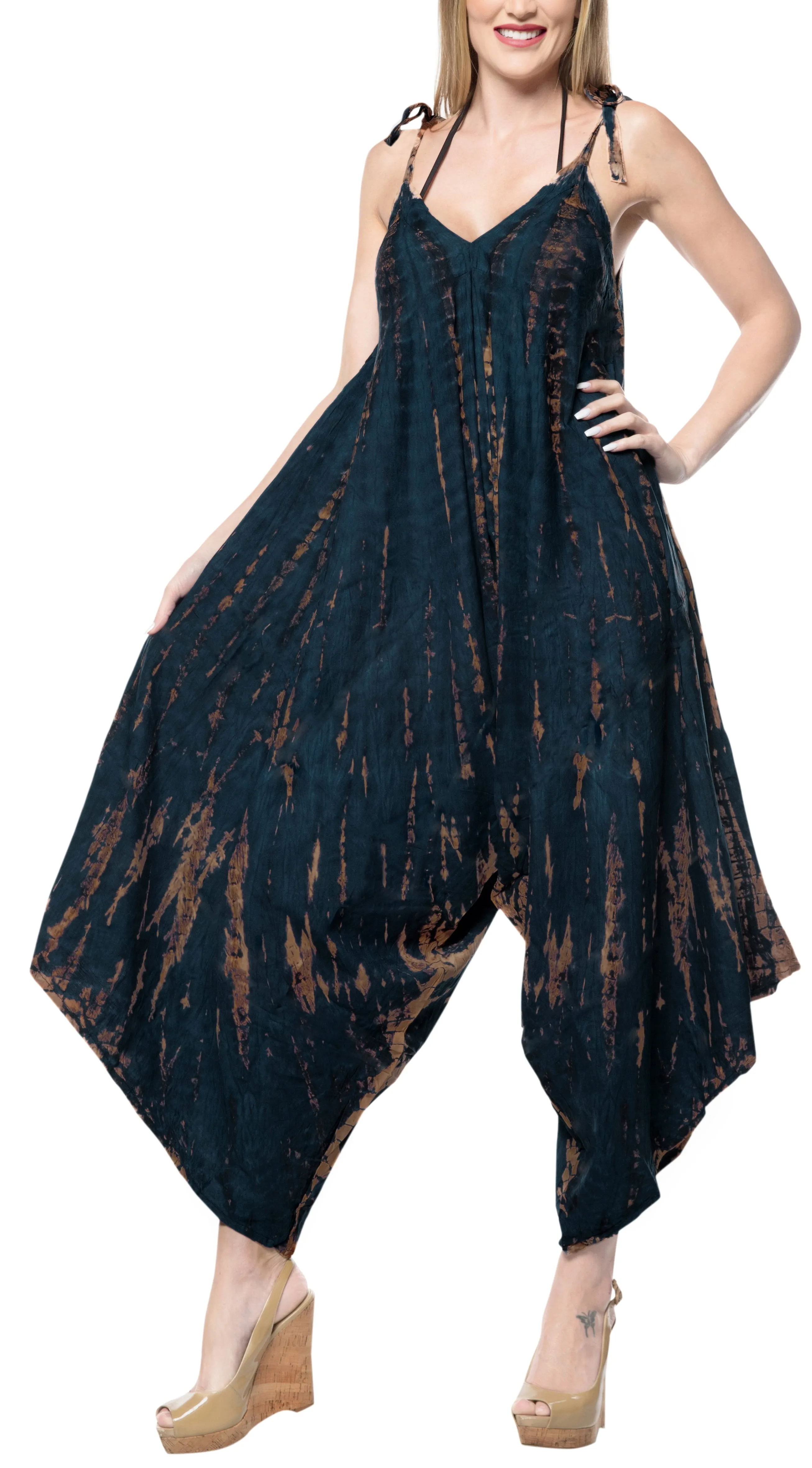 LA LEELA Beach Dress Tie Dye Maxi Tube Party Boho Skirt OSFM 14-16  Black_3466