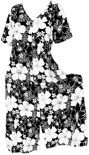 LA LEELA Casual DRESS Beach Cover up Rayon Tie Dye Cover Up Womens Swimsuit Halloween Black_B349