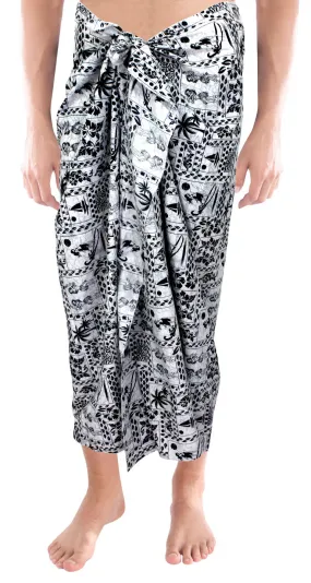 LA LEELA Men's Bath Trunk Casual Sarong Shower Wrap One Size Black