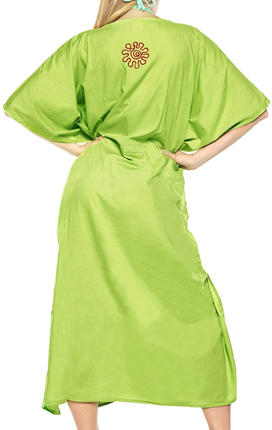 LA LEELA Rayon Solid Women's Kaftan Style Beachwear Cover up Nightgown Dress