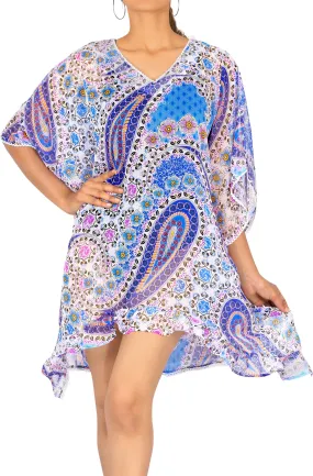 LA LEELA Sleepwear Nightgowns Womens Short Sleeve Nights Comfy Pajama Dress US 8-14 Blue_G3