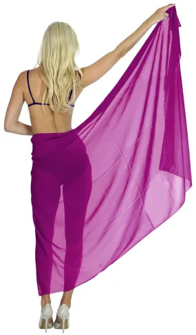La Leela Women's Bikini Beach Wrap Hawaiian Sarong Swimming Suit Bathing Pareo Beachwear Dress Cover up Long 68"x42" Magenta 117022