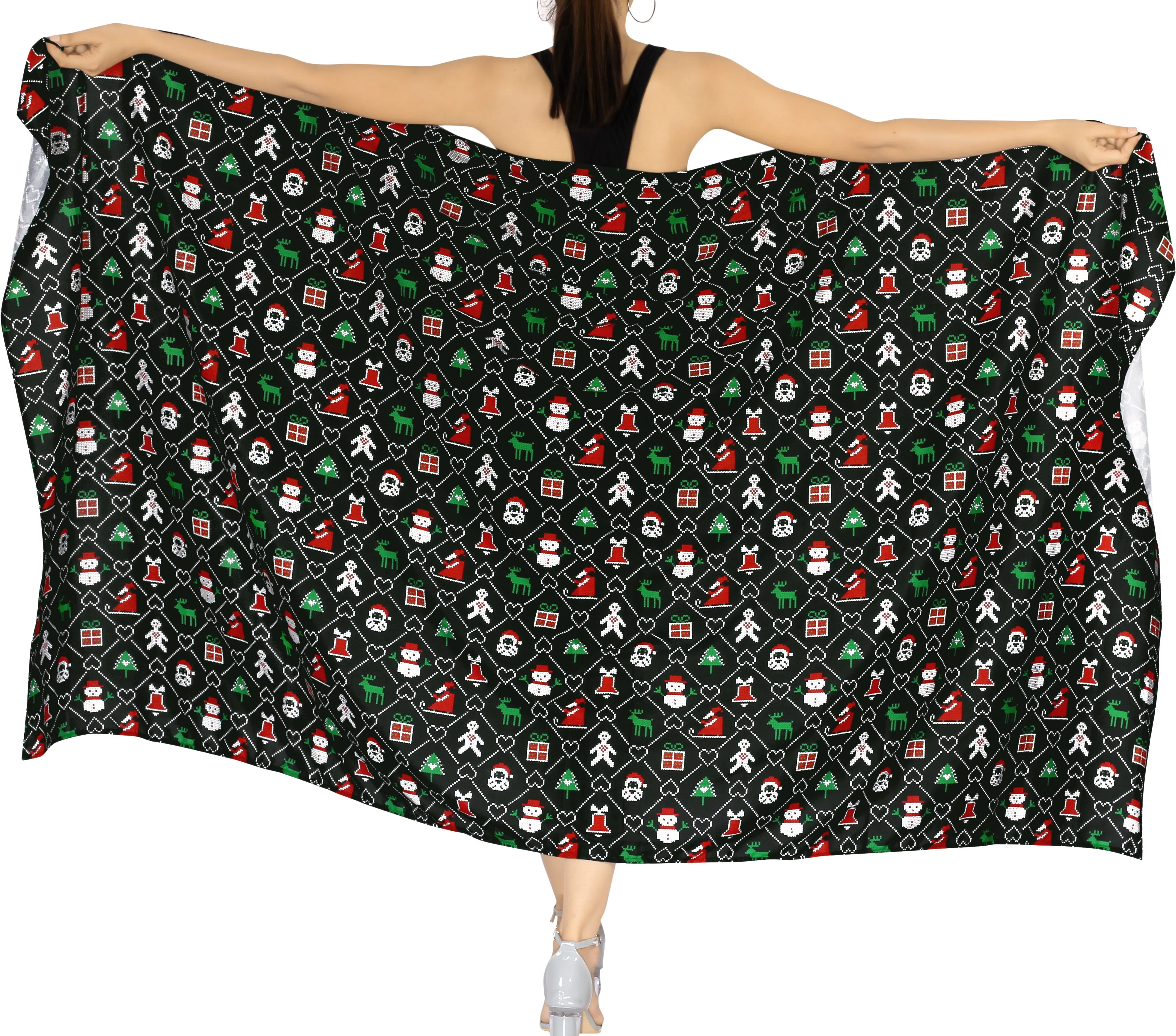LA LEELA Women's Bohemian Full Sarong Swimsuit Christmas Day 78" X 39"