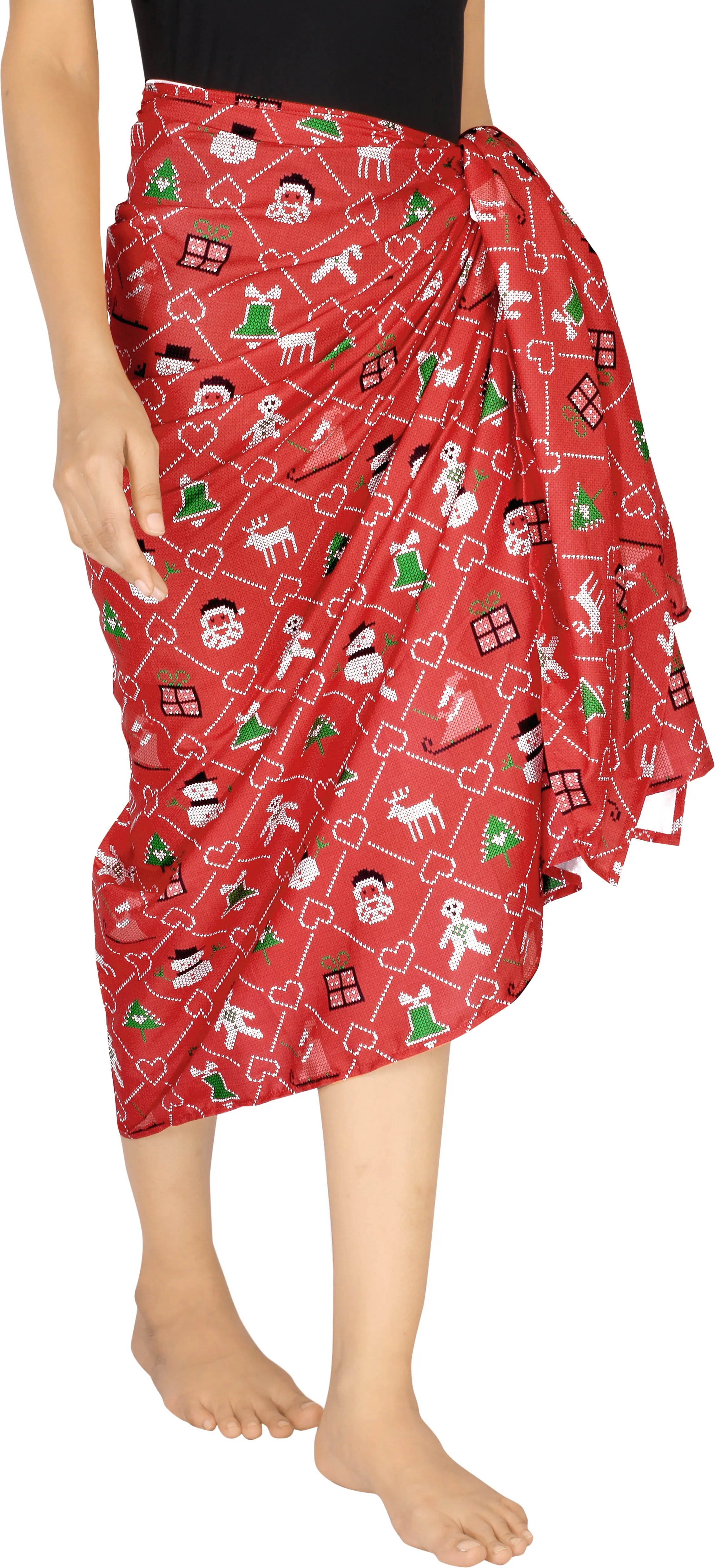 LA LEELA Women's Bohemian Full Sarong Swimsuit Christmas Day 78" X 39"