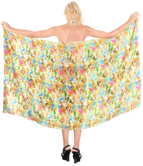 La Leela Women's Hawaiian Bikini Beach Wrap Sheer Sarong Swimming Bathing suit Beachwear Swim Dress Pareo Cover up Long 78"X42"  Beige 137784