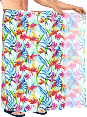 La Leela Women's Hawaiian Bikini Beach Wrap Sheer Sarong Swimming Bathing suit Beachwear Swim Dress Pareo Cover up Long 78"X42"  Blue 913587