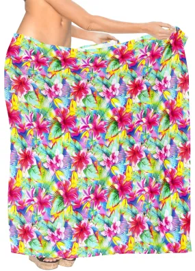La Leela Women's Hawaiian Bikini Beach Wrap Sheer Sarong Swimming Bathing suit Beachwear Swim Dress Pareo Cover up Long 78"X42"  Pink 913592