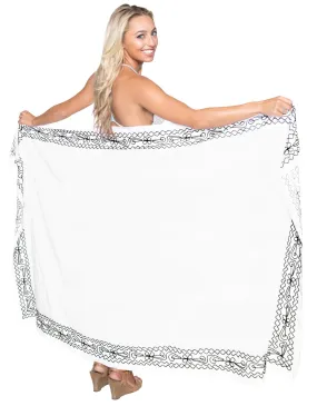 La Leela Women's Hawaiian Bikini Beach Wrap Sheer Sarong Swimming Bathing suit Beachwear Swim Dress Pareo Cover up Long 78"X42"  White 115463