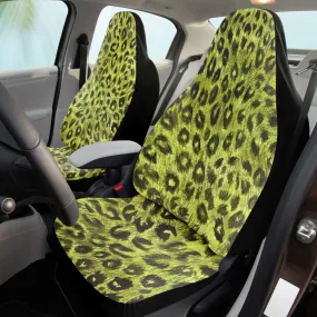 Leopard Car Seat Cover, Yellow Leopard Spots Animal Print Premium Car Seat Accessories (2 Pack)