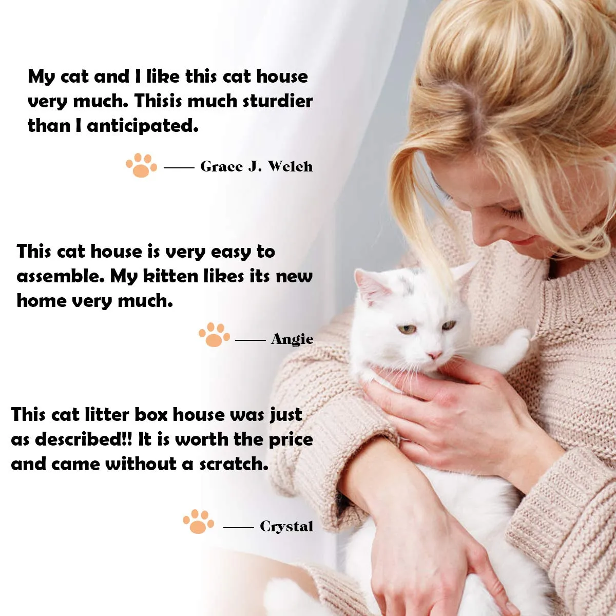 Litter Box Enclosure, Cat Litter Box Furniture Hidden, Nightstand Pet House with Magnetic Door