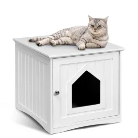 Litter Box Enclosure, Cat Litter Box Furniture Hidden, Nightstand Pet House with Magnetic Door