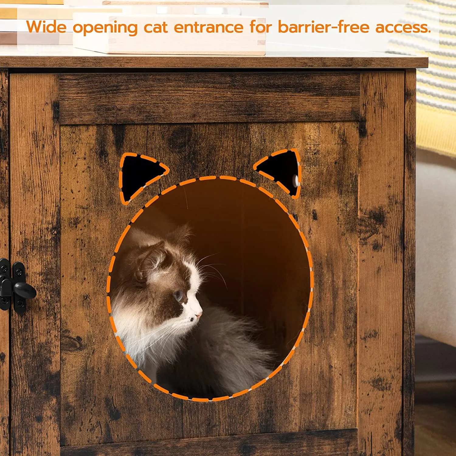 Litter Box Enclosure, Wooden Side End Table, Cat Litter Box Furniture, Concealed Cat Washroom, Indoor Pet House