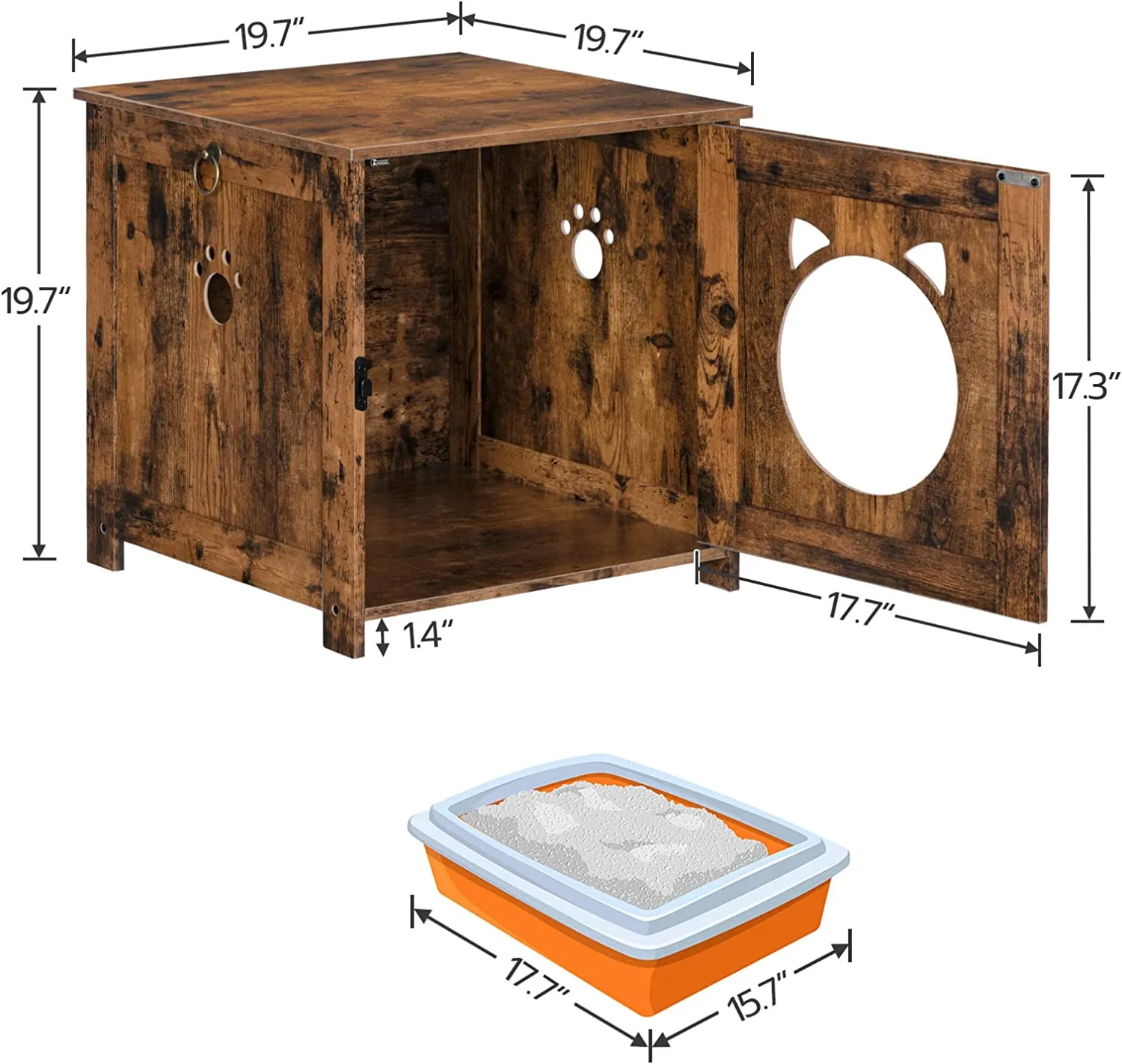 Litter Box Enclosure, Wooden Side End Table, Cat Litter Box Furniture, Concealed Cat Washroom, Indoor Pet House
