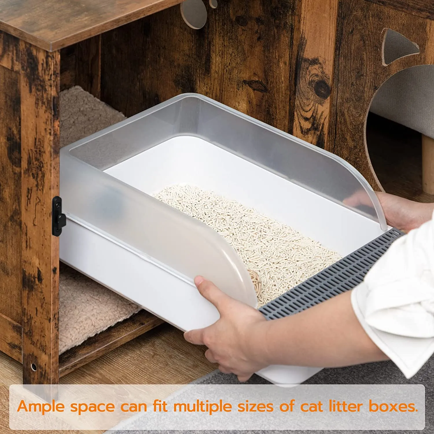 Litter Box Enclosure, Wooden Side End Table, Cat Litter Box Furniture, Concealed Cat Washroom, Indoor Pet House