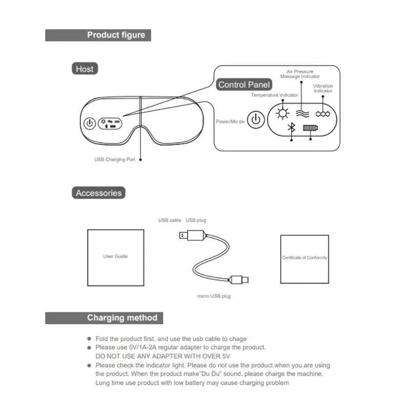 New Foldable Eye Massager Air Bluetooth Music Tool Health & Personal Care