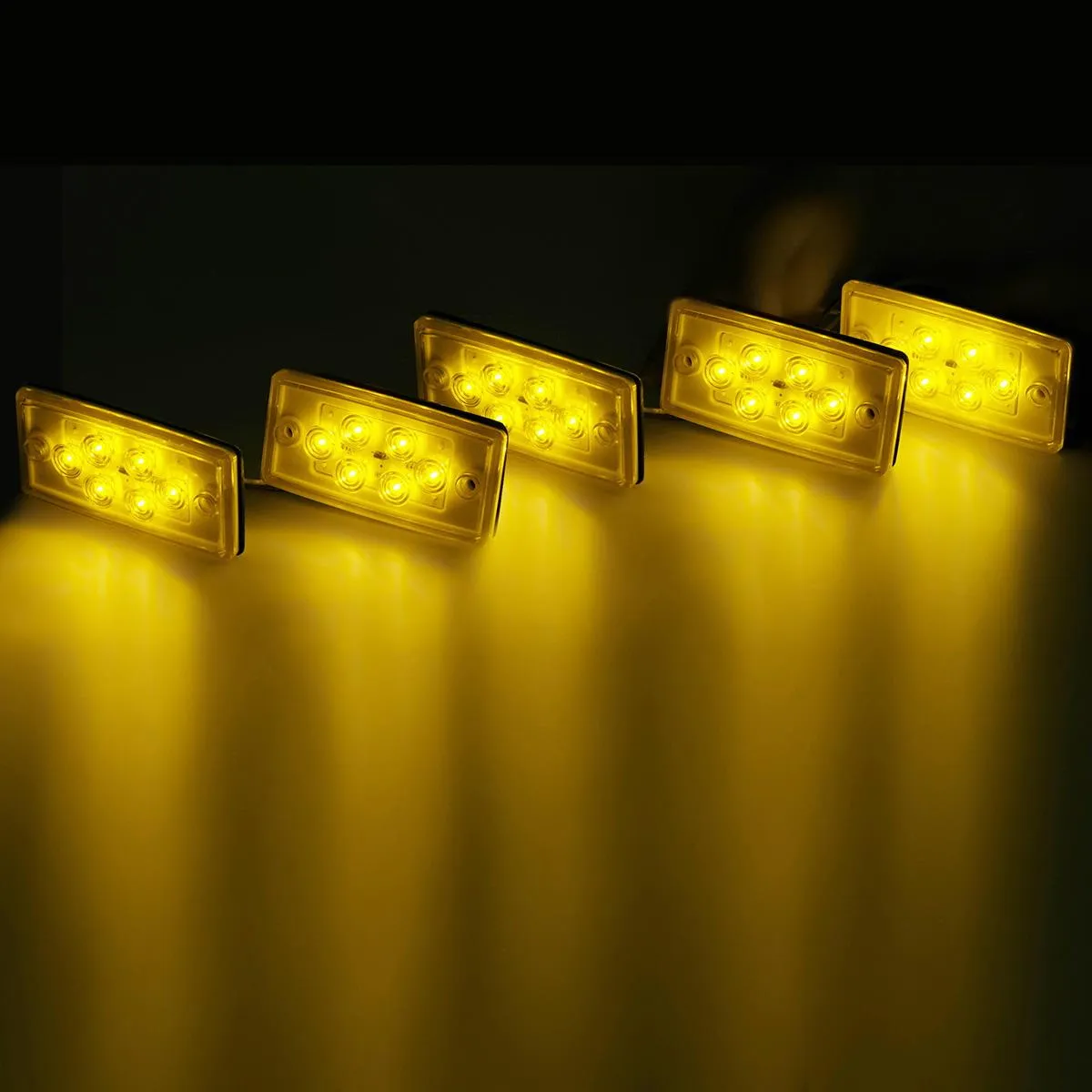Partsam Truck Cab Light 6LED Amber Top Roof Running Cab Marker Light 5pcs Waterproof Compatible with /Freightliner Heavy Duty Trailer Trucks
