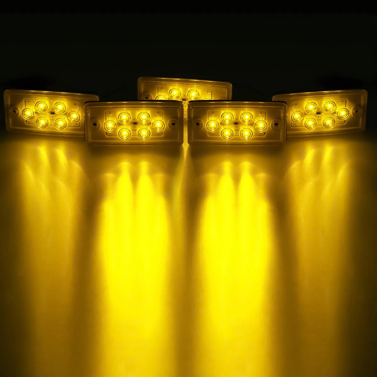Partsam Truck Cab Light 6LED Amber Top Roof Running Cab Marker Light 5pcs Waterproof Compatible with /Freightliner Heavy Duty Trailer Trucks