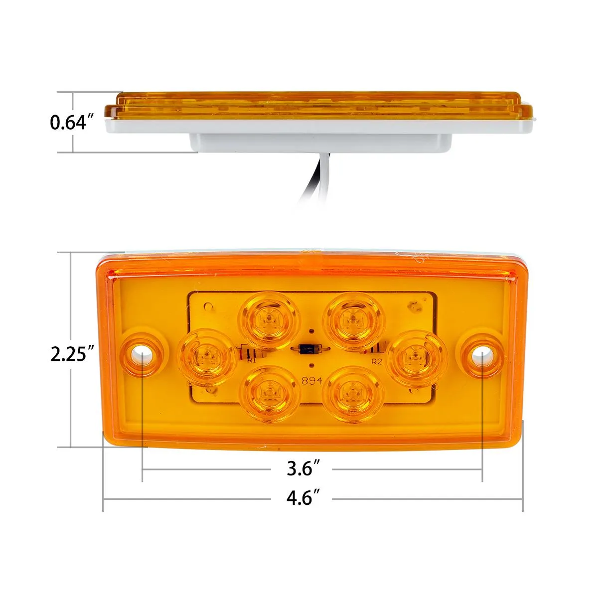 Partsam Truck Cab Light 6LED Amber Top Roof Running Cab Marker Light 5pcs Waterproof Compatible with /Freightliner Heavy Duty Trailer Trucks