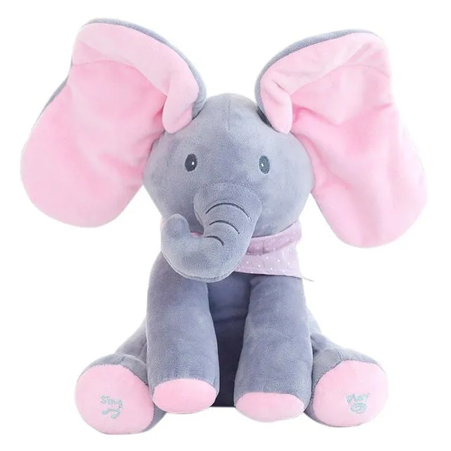 Peek a boo Elephant Stuffed Animal Toy  Education Electric Music  Anti stress Toys For Children
