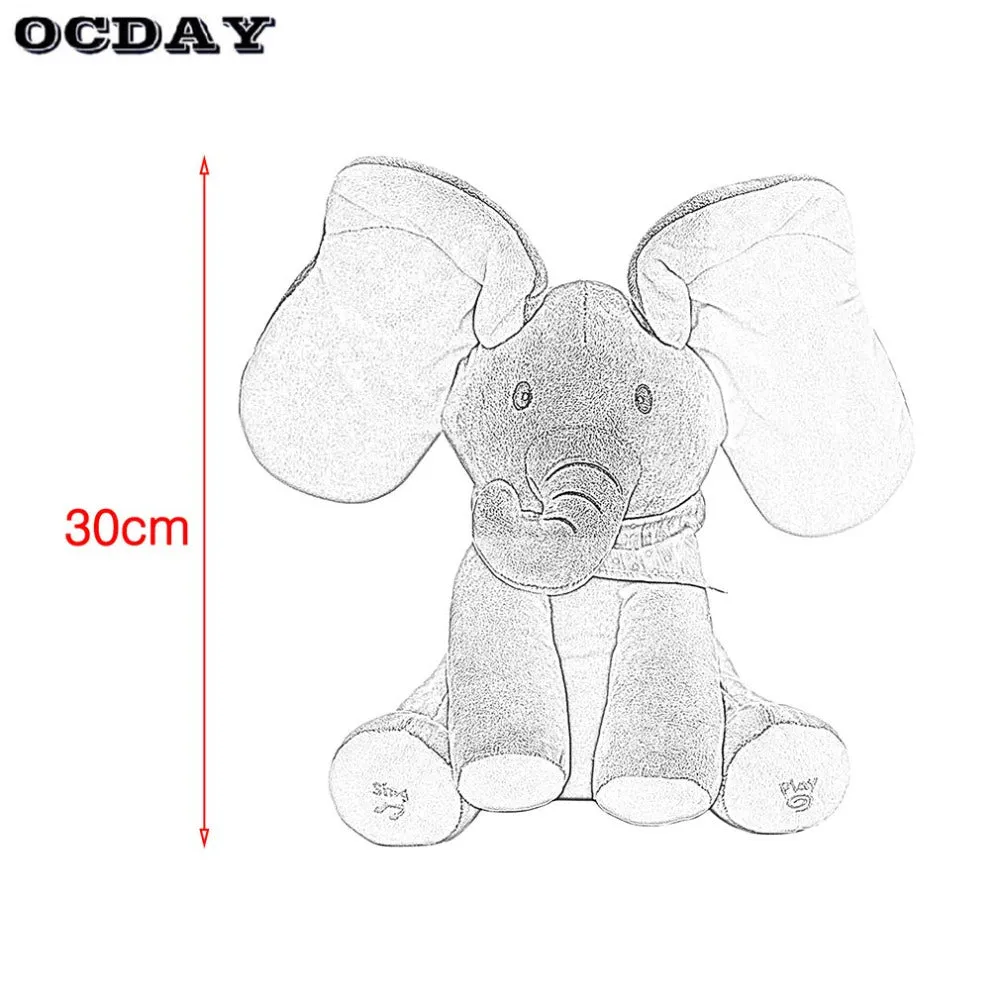 Peek a boo Elephant Stuffed Animal Toy  Education Electric Music  Anti stress Toys For Children