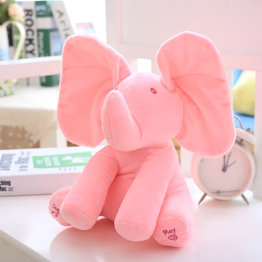 Peek a boo Elephant Stuffed Animal Toy  Education Electric Music  Anti stress Toys For Children