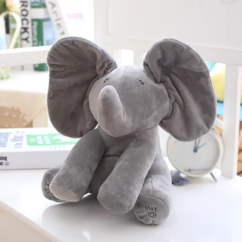 Peek a boo Elephant Stuffed Animal Toy  Education Electric Music  Anti stress Toys For Children