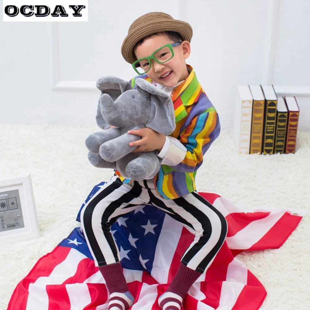 Peek a boo Elephant Stuffed Animal Toy  Education Electric Music  Anti stress Toys For Children