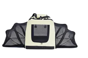 Pet Life ®  'Hounda Accordion' Metal Framed Soft-Folding Collapsible Dual-Sided Expandable Pet Dog Crate