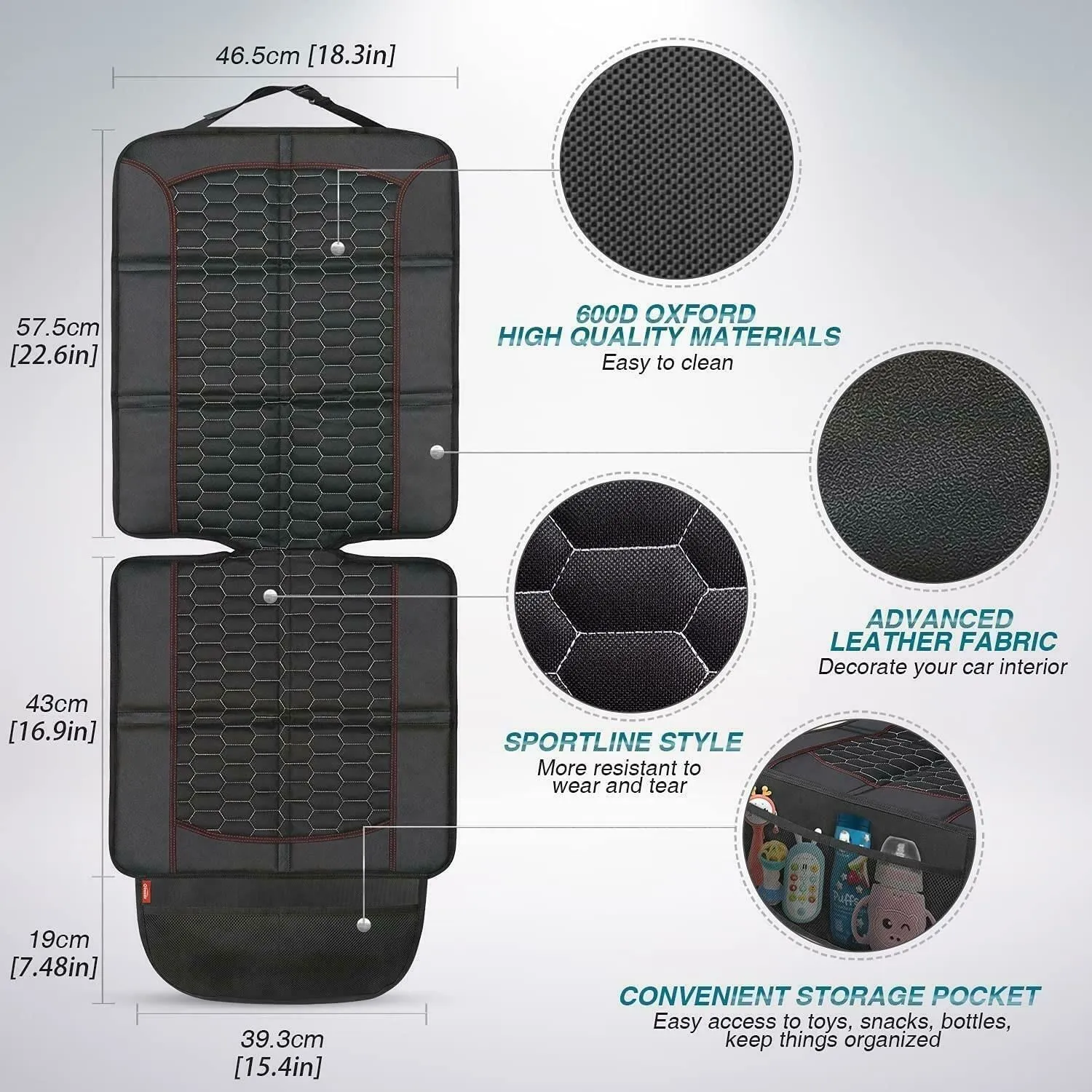 Pet Seat Covers x 2 Non-Slip Silicone Protector - Set Of 2 - Black