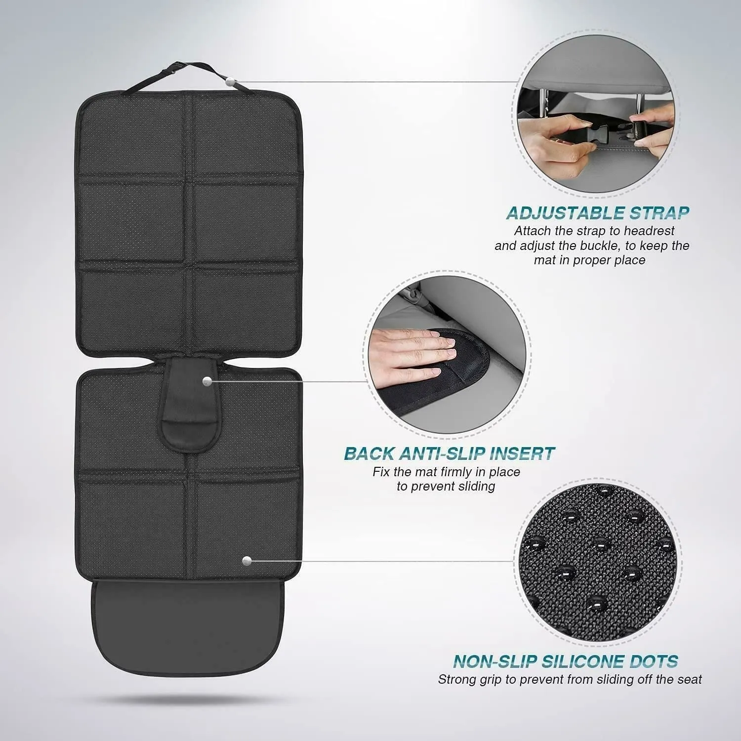 Pet Seat Covers x 2 Non-Slip Silicone Protector - Set Of 2 - Black