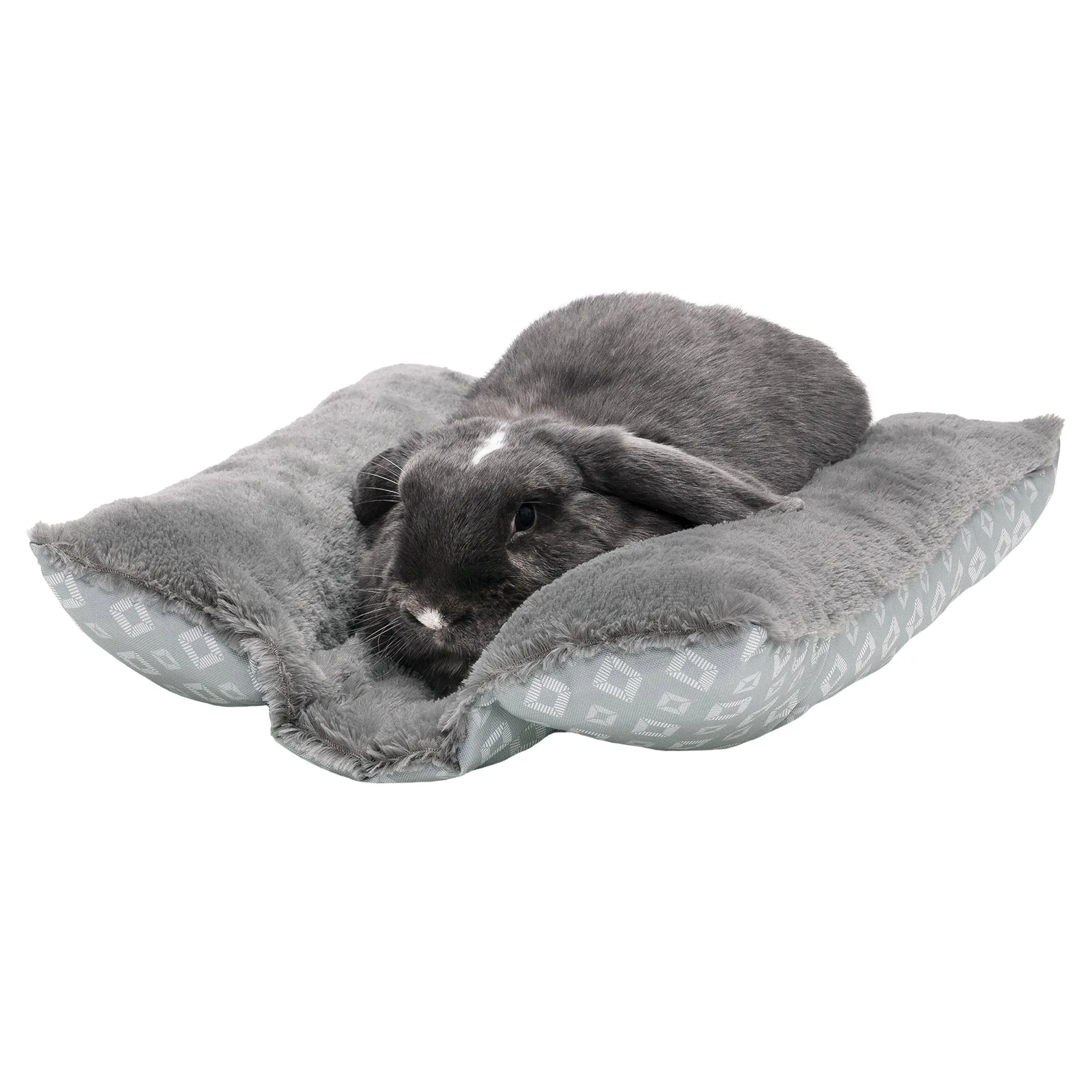 Plush Fur and Diamond Print Cuddle Loaf Bed