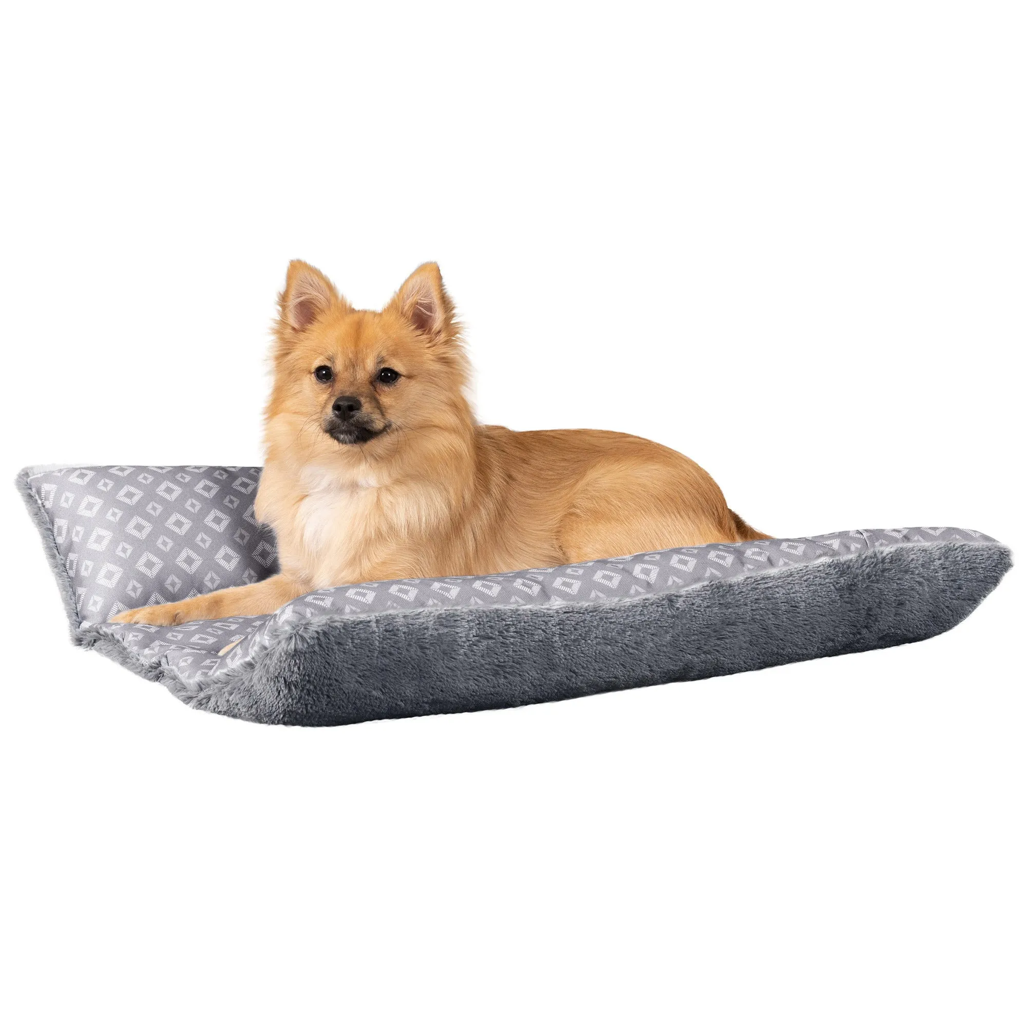 Plush Fur and Diamond Print Cuddle Loaf Bed