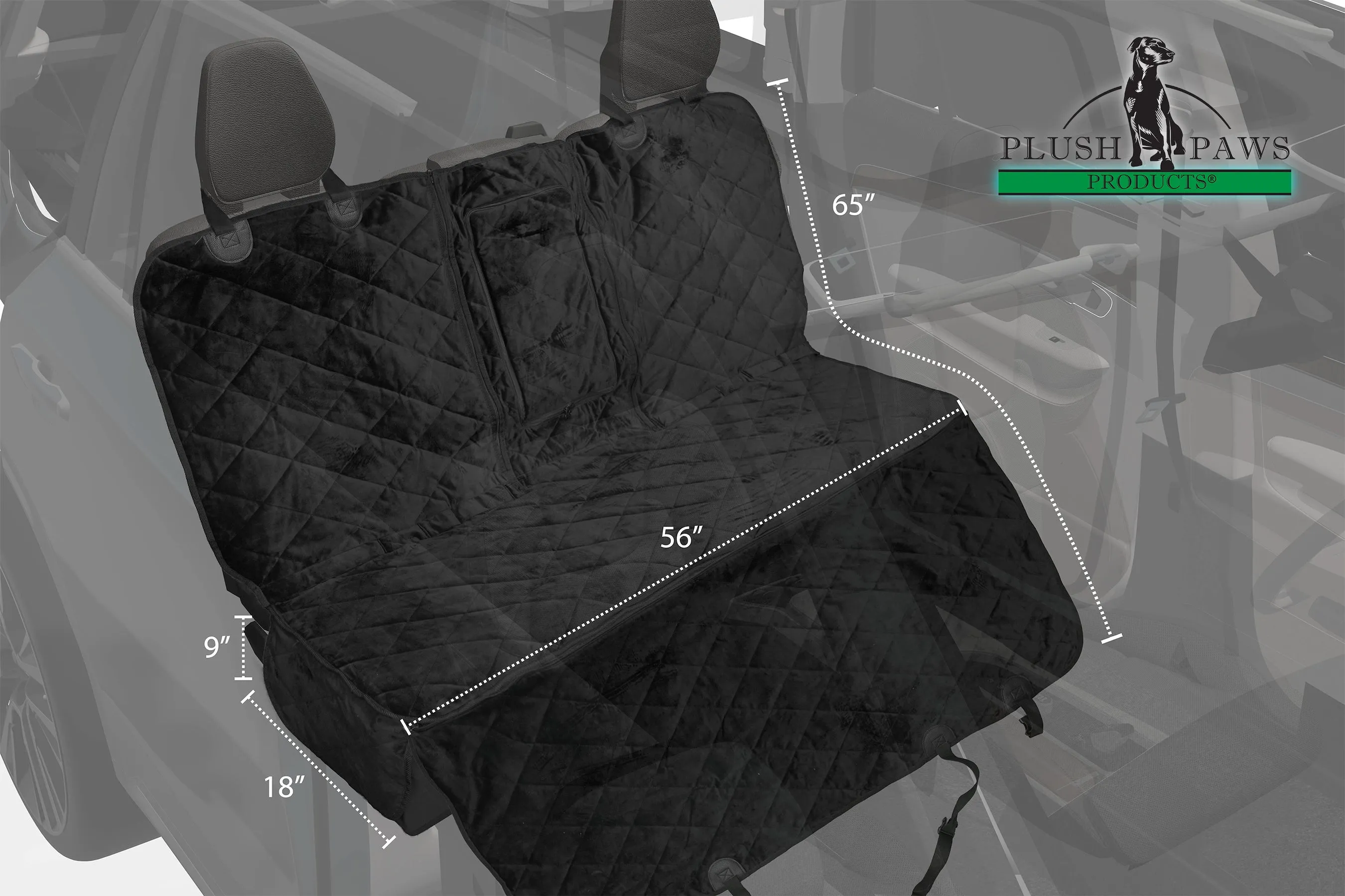 Plush Paws Luxury Velvet Convertible Rear Pet Seat Cover