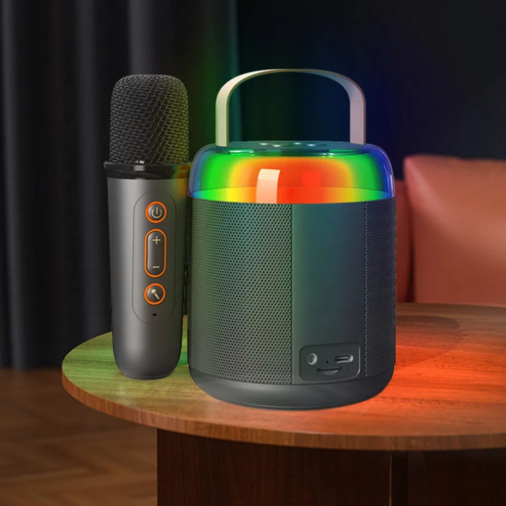 Portable Mini Karaoke Machine with 2 Wireless Microphones Black
