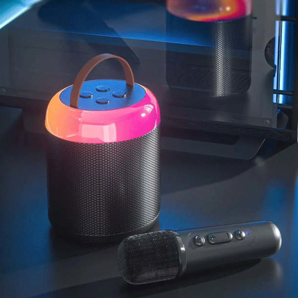 Portable Mini Karaoke Machine with 2 Wireless Microphones Black