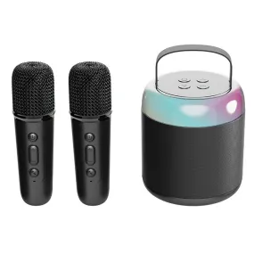 Portable Mini Karaoke Machine with 2 Wireless Microphones Black