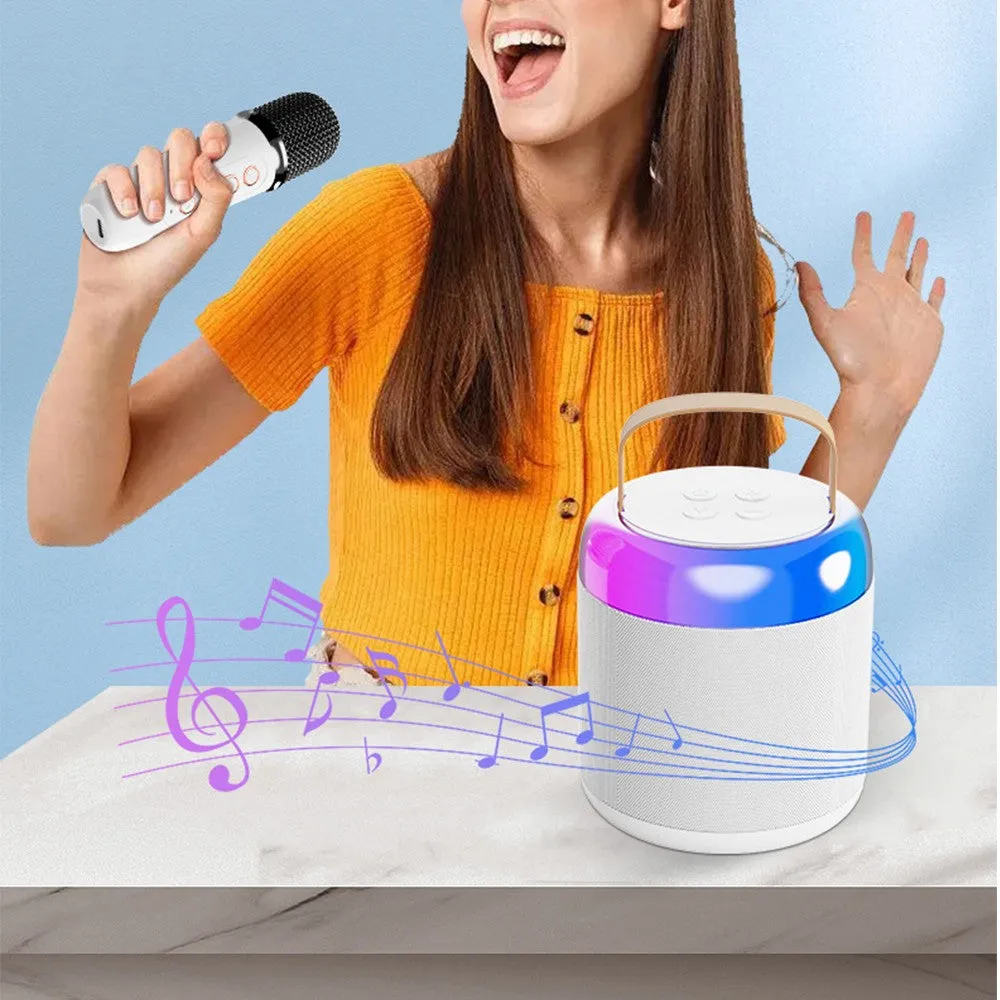 Portable Mini Karaoke Machine with 2 Wireless Microphones White