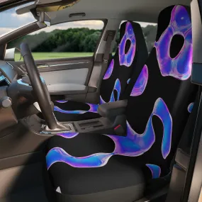 Seat Covers for Cars, Y2K Car Seat Cover, Hippie Car Accessories for Women, Blue and Black Universal Vehicle Seat Protector, Neon Chair Cover for Car
