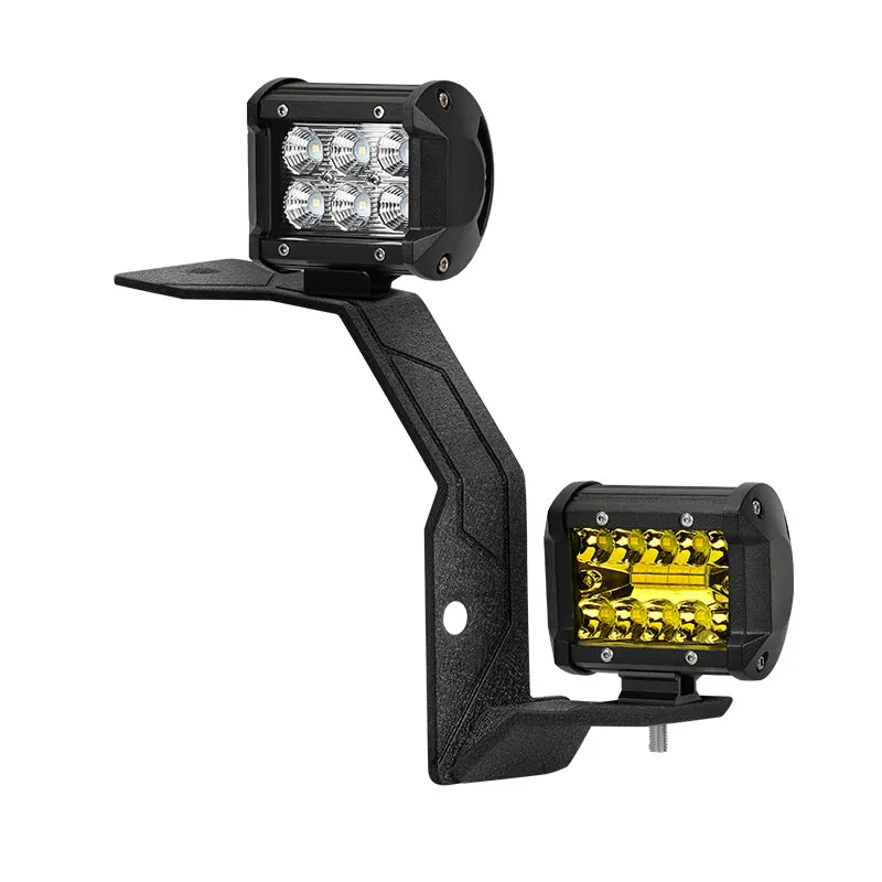 Suparee Jeep A-pillar LED Work Lights Amber & White with Brackets for Wrangler JL JLU