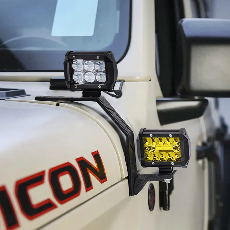 Suparee Jeep A-pillar LED Work Lights Amber & White with Brackets for Wrangler JL JLU