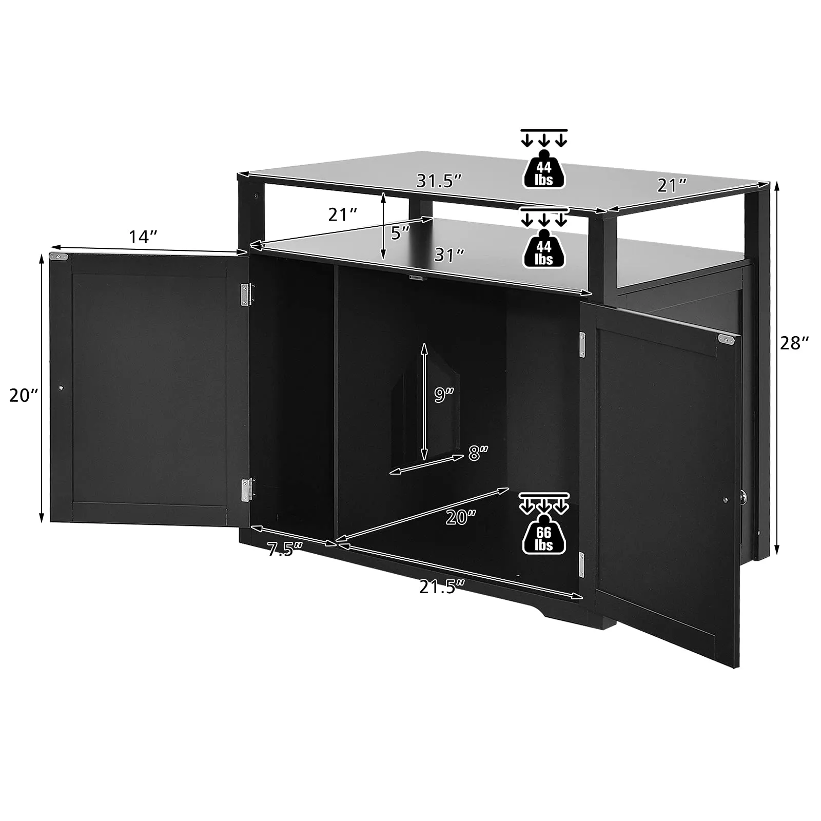 Tangkula Cat Litter Box Enclosure, Hidden Cat Washroom with Adjustable Interior Divider