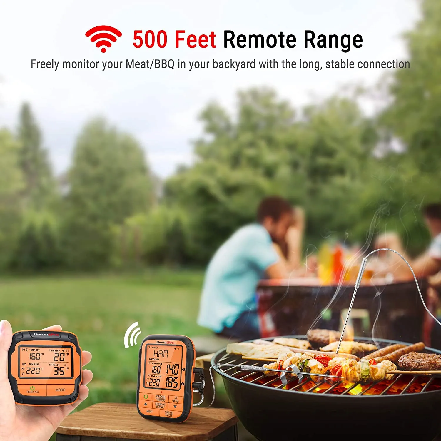 ThermoPro TP28 500FT Long Range Wireless Meat Thermometer with Dual Probe for Smoker BBQ Grill Thermometer