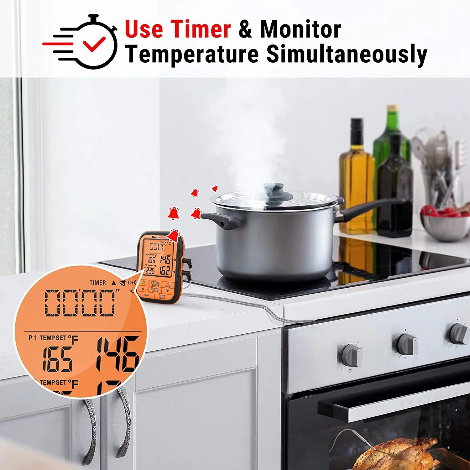 ThermoPro TP28 500FT Long Range Wireless Meat Thermometer with Dual Probe for Smoker BBQ Grill Thermometer